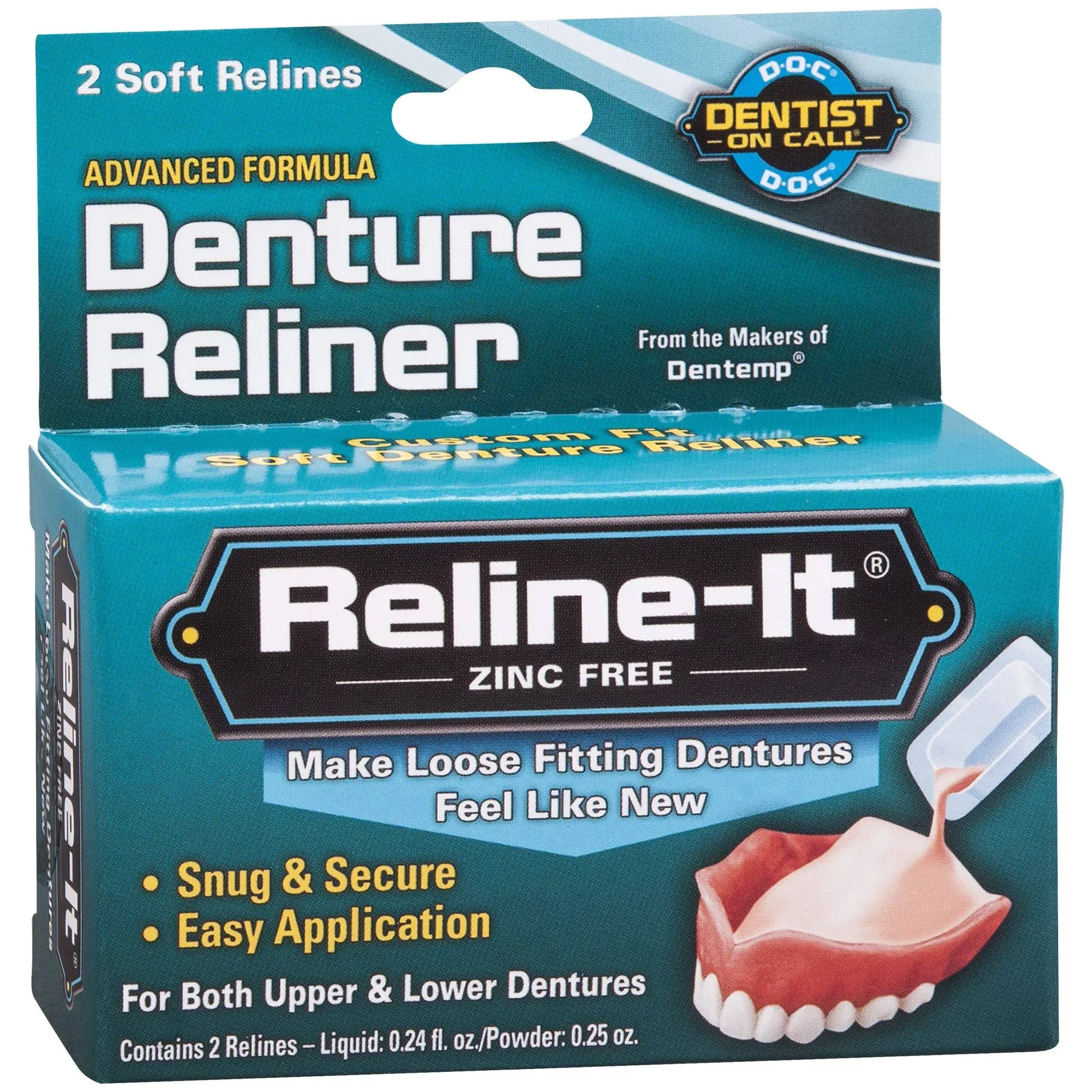 Dentemp D.O.C. Reline It Soft Denture Reliner Kit Advanced Repair 2 Re-Liner