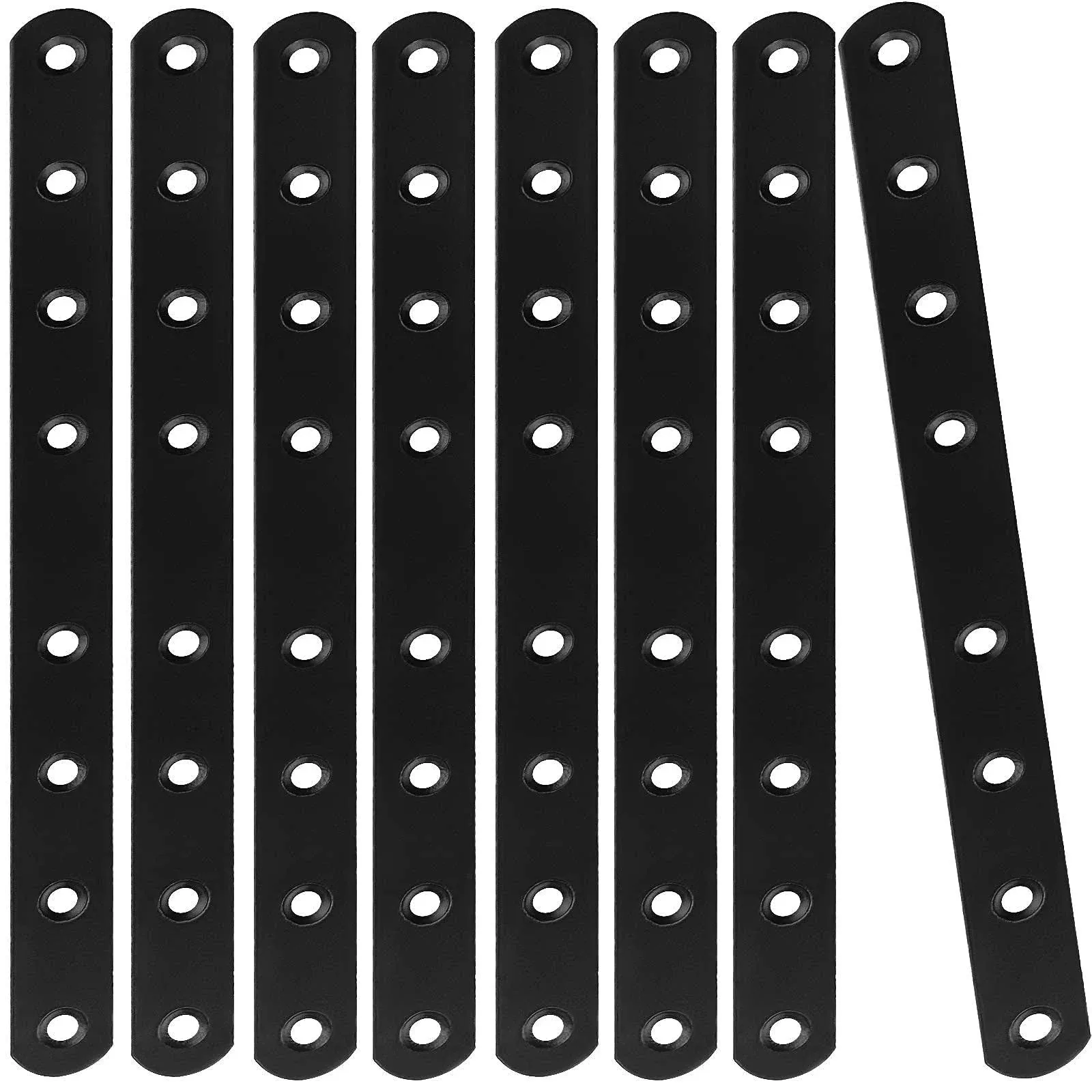 12Pcs Straight Corner Brace Black 10” Flat Plate Connector Repair Fixing Bracket Mending Plate Connector Joining Bracket for Furniture Cupboard Bed Desks (250 * 20 * 3mm)