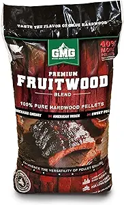 Green Mountain Grills Premium Fruitwood Pure Hardwood Grilling Cooking Pellets with Chery, Beech, and Pecan for Sweet Flavor Meat Grilling