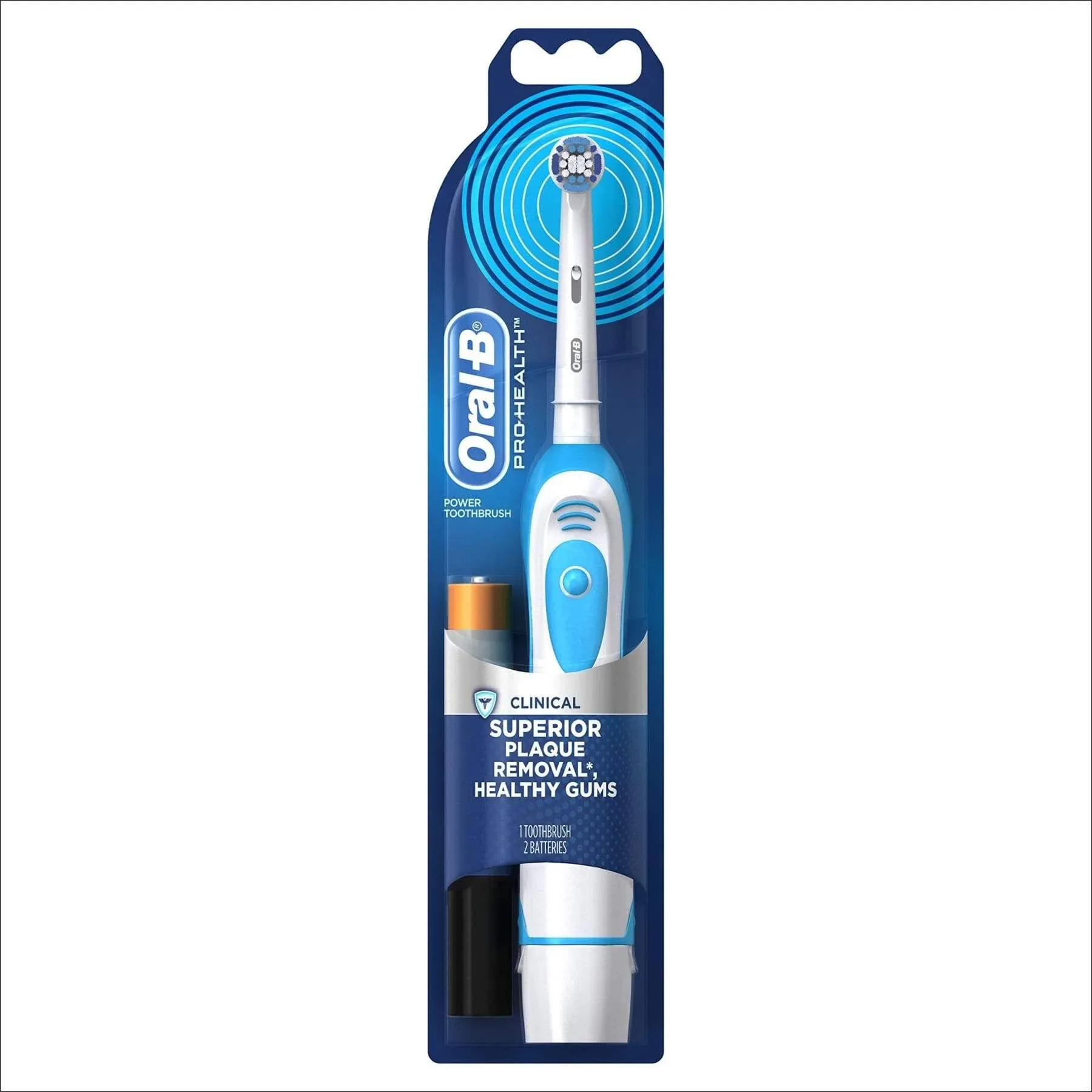 Oral-B Pro 100 Precision Clean, escova de dentes elétrica a bateria, azul e branca