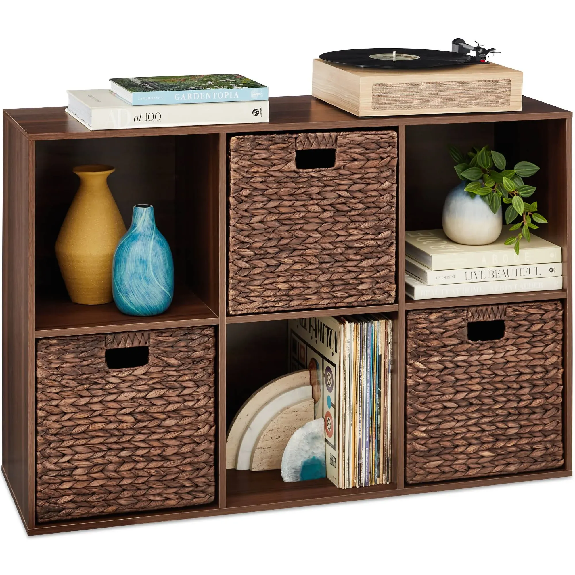 Best Choice Products 6-Cube Bookshelf, 13.5in Display Storage System, Organizer w/ Removable Back Panels - Light Oak