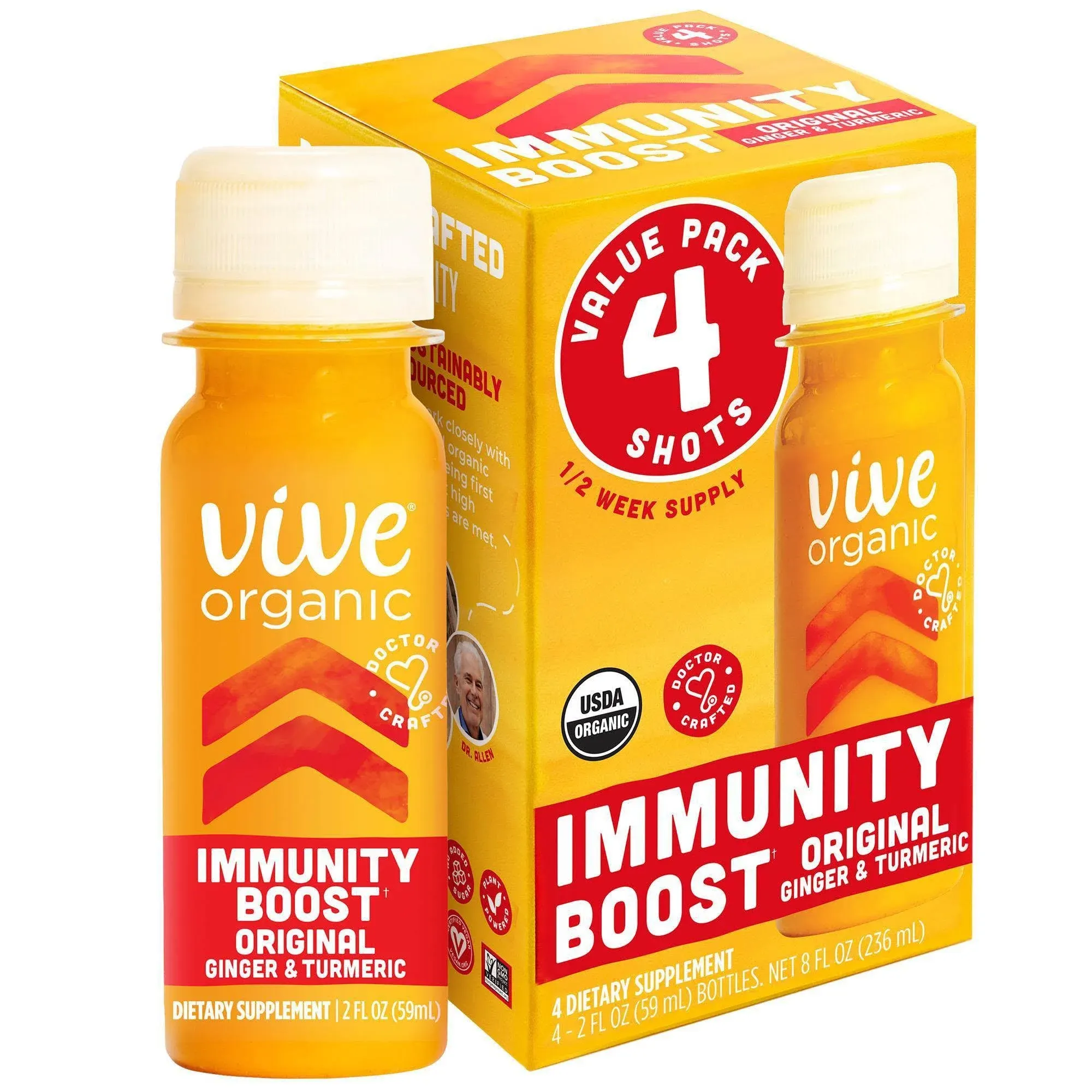 Vive Organic Wellness Shots, Original, Immunity Boost, Value Pack - 4 pack, 2 fl oz bottles