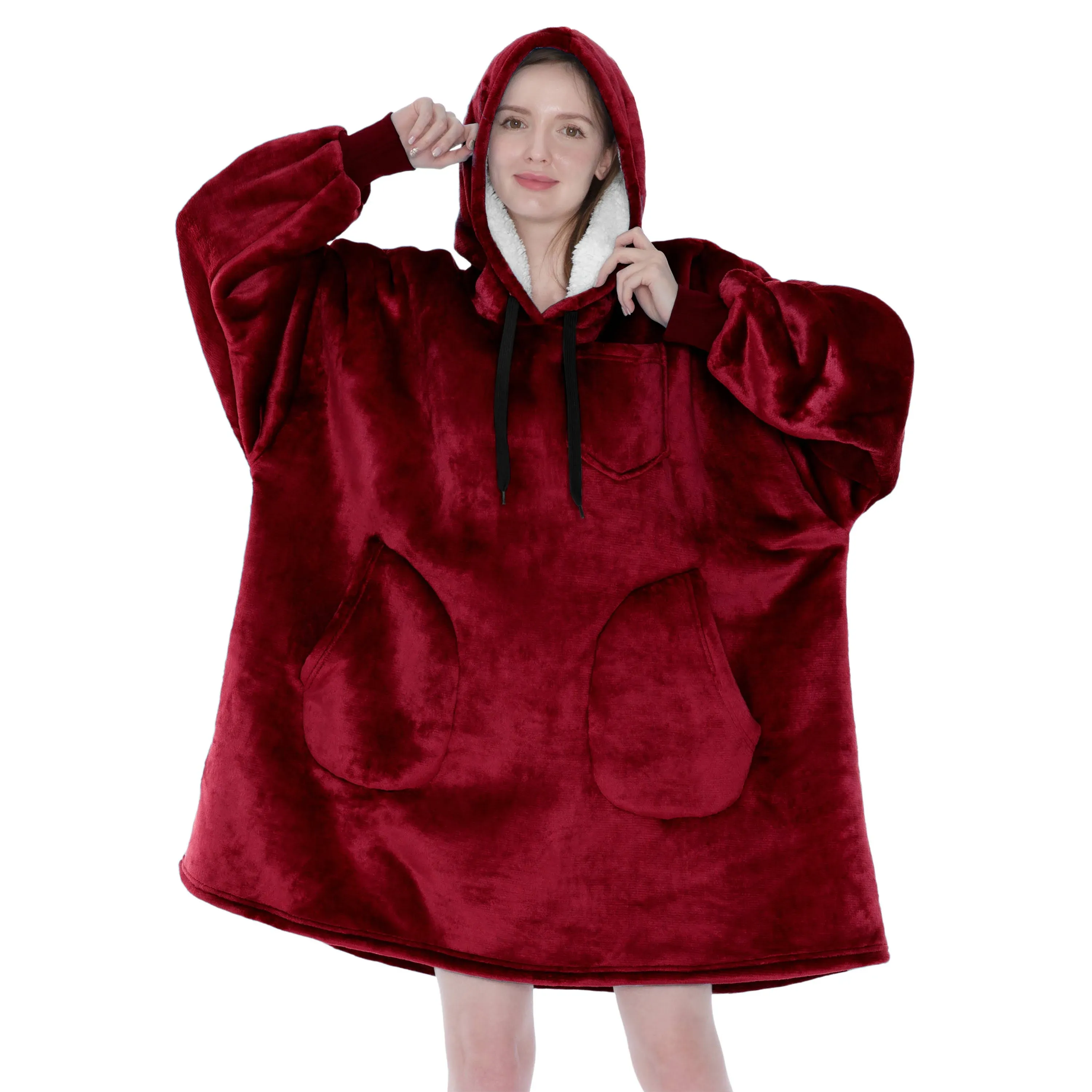 PAVILIA Wearable Blanket Hoodie Sweatshirt Sherpa Oversized Hooded Blanket Sw...