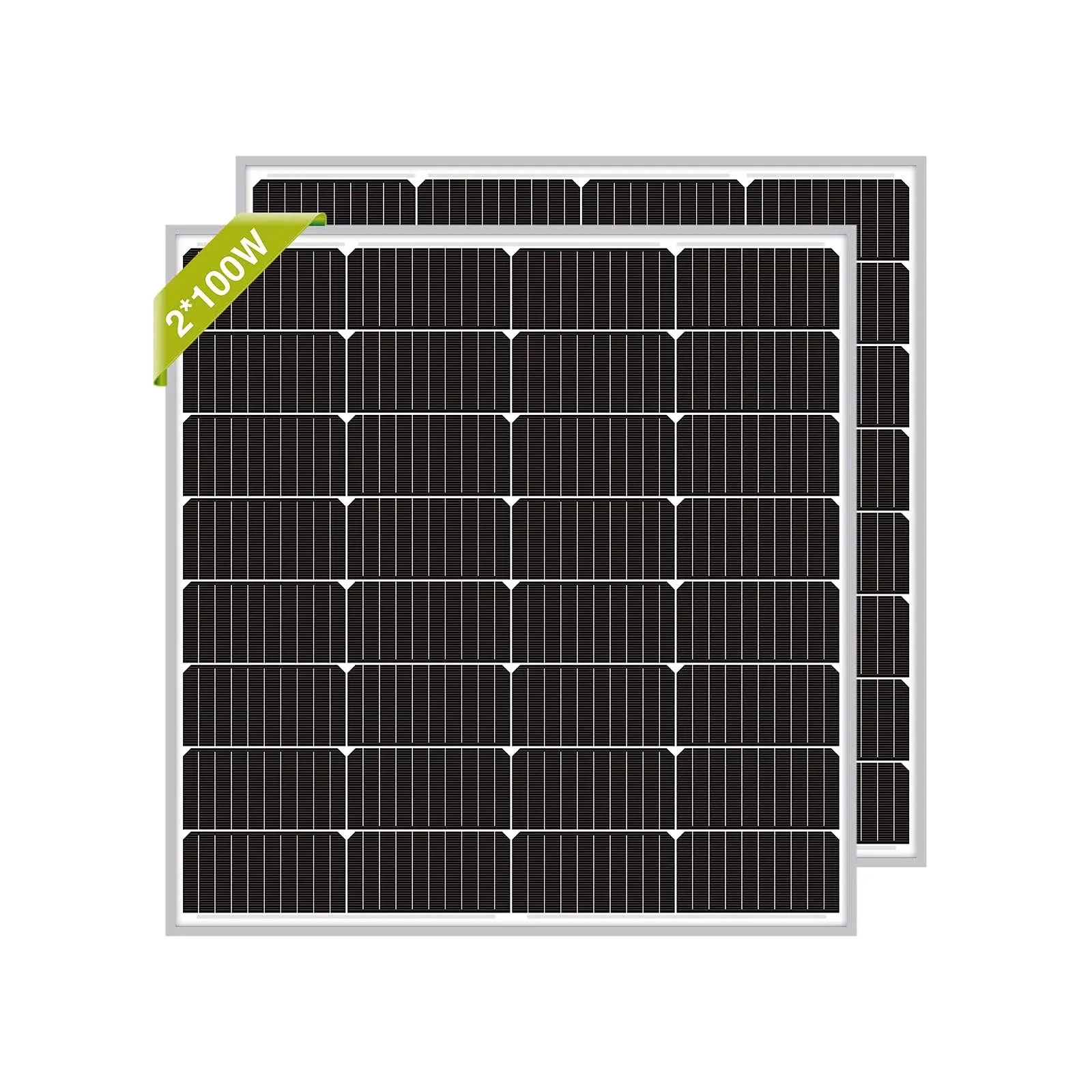 Newpowa 2pcs 100W 12 Volts Monocrystalline Solar Panel 100W 12V Compact Design ...