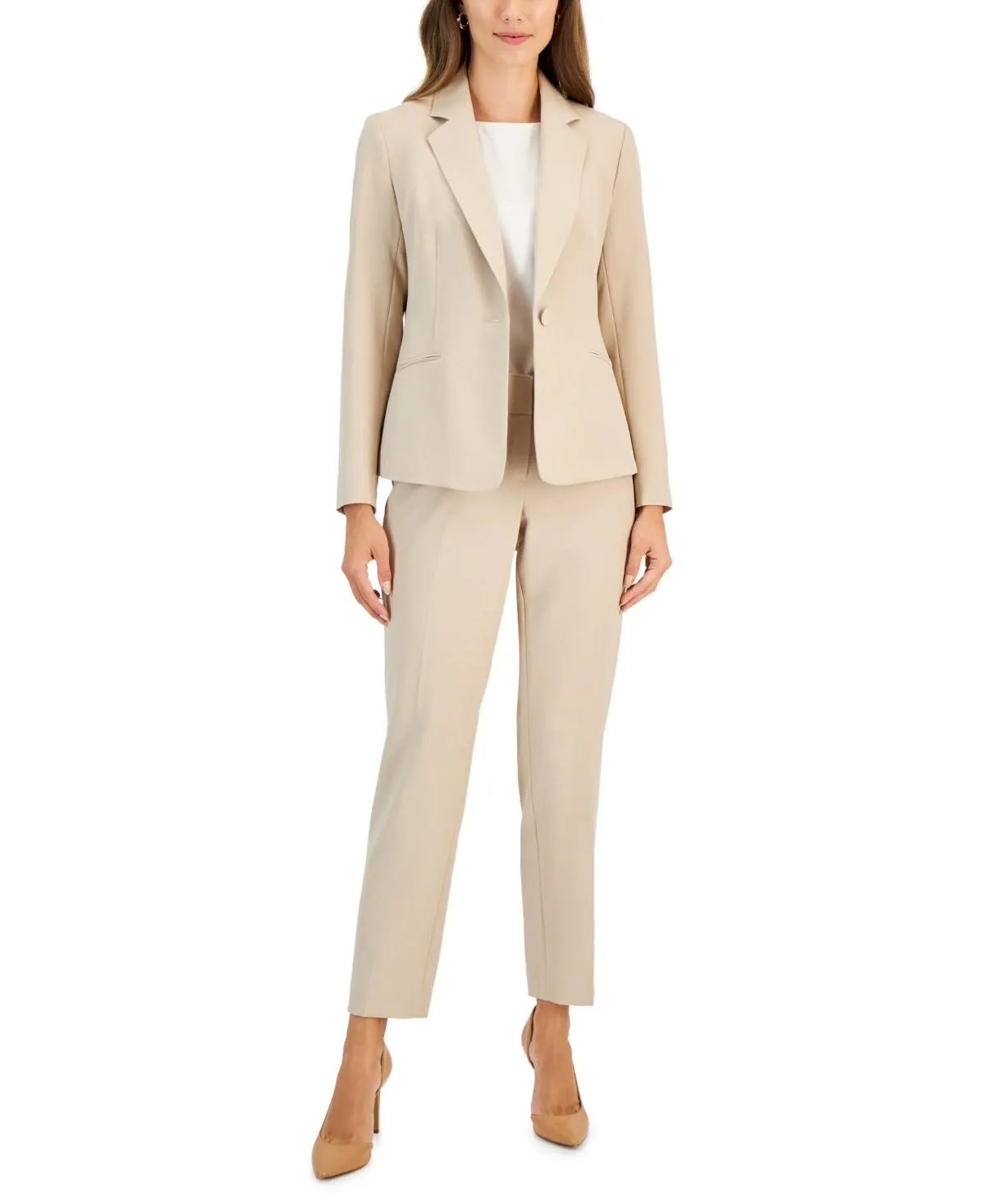 Le Suit Women's One-Button Crepe Pantsuit