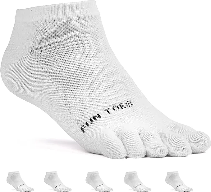 FUN TOES Women&#039;s Cotton Toe Socks Barefoot Running Socks -PACK OF 6 PAIRS- Si...