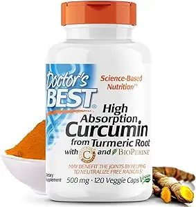 Doctor's Best DRB-00107 High Absorption Curcumin From Turmeric Root with C3 Complex & BioPerine 500mg (120 Capsules)