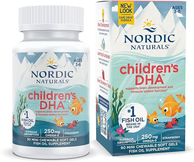 Nordic Naturals Children's DHA Chewable Softgels, Strawberry, 250 mg - 90 count