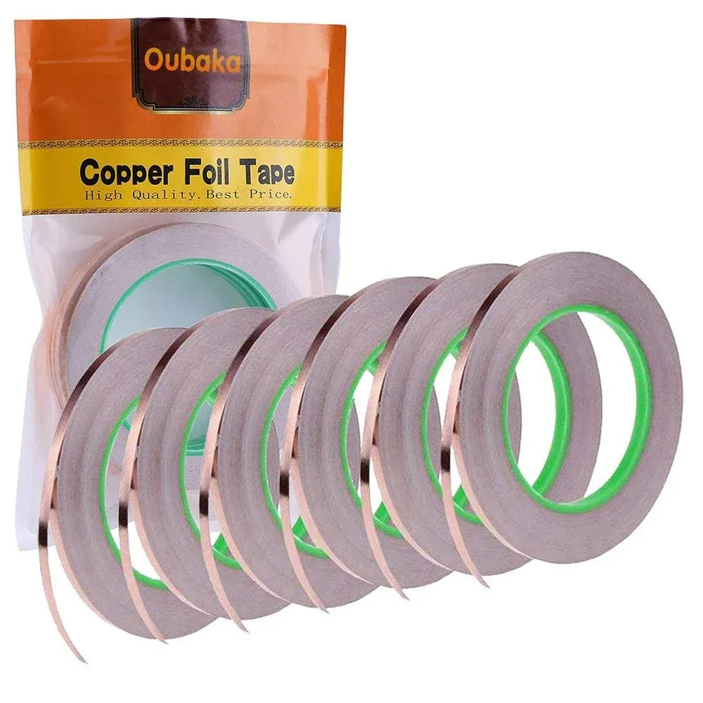 6 Pack Copper Foil Tape, Double-sided Conductive Copper Tape With Adhesive EMI s