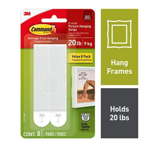 Command Command 20 Lb White Picture Hanging Strips 8 PairsCommand Command 20 Lb White Picture Hanging Strips 8 Pairs