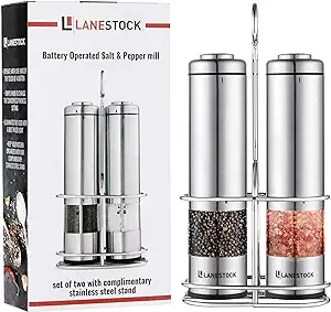 Electric Salt And Pepper Grinder By Combo Set Of Battery Operated Stainless Stee