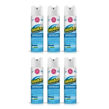 Odoban Ready-to-Use Disinfectant and Harsh Aroma Eliminator, Set of 2, 14.6 Ounce 360-Degree Continuous Spray Fabric/Air Freshener and