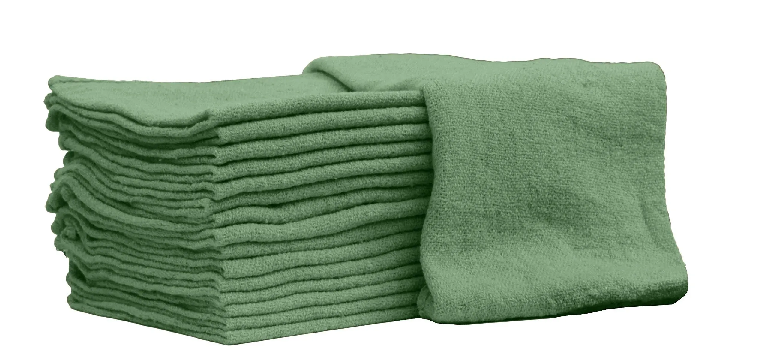 Nabob Wipers Auto Mechanic Shop Towels 25 Pack Bulk Shop Rags 100% Cotton Size 14"x14" Commercial Grade (25 Pack, Green)