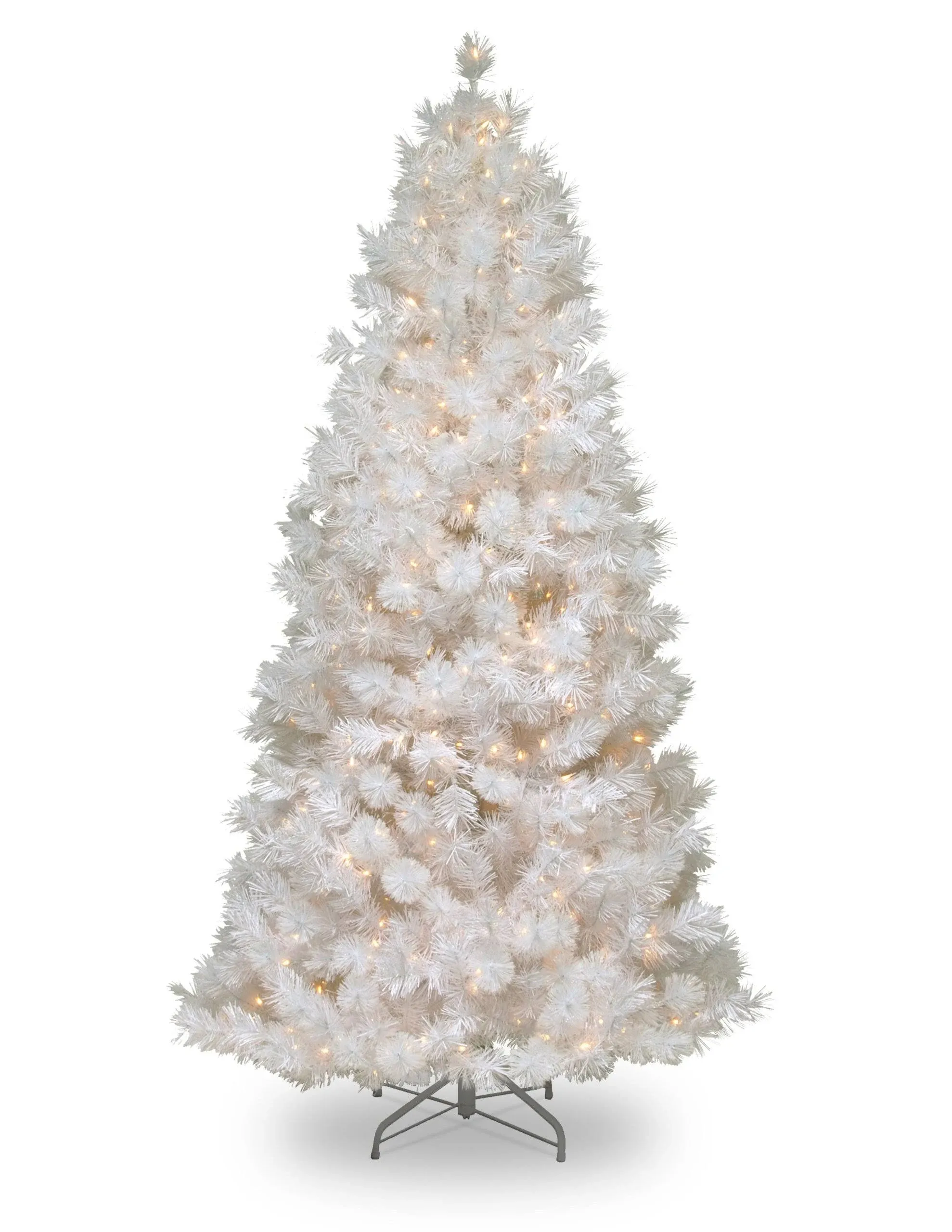 National Tree 7.5 Foot Wispy Willow Grande White Slim Tree with Silver Glitter