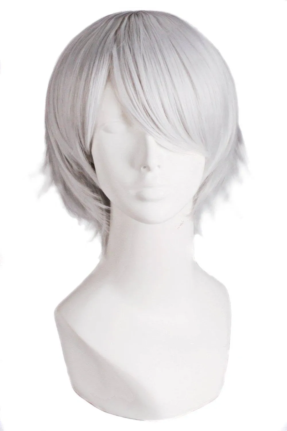 MapofBeauty Men&#039;s Short Straight Wig Cosplay Costume Wig (Silver Grey)