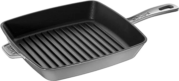 Staub 12" Cast Iron Square Grill Pan - Matte Black