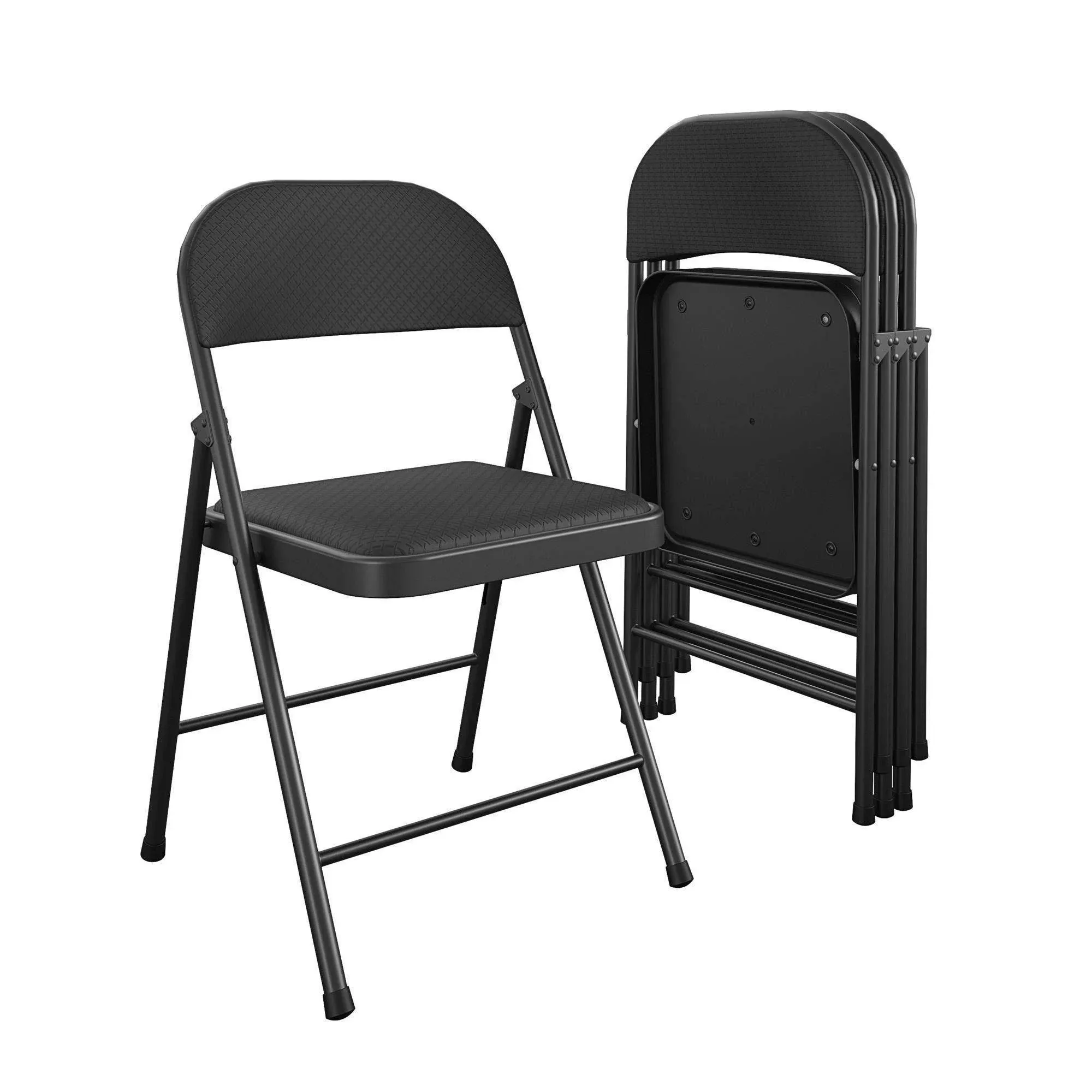 Cosco SmartFold Fabric Folding Chair in Black (4-Pack)