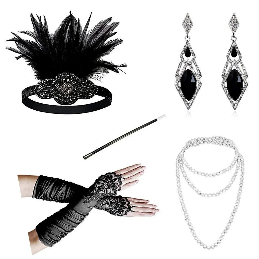 Cizoe 1920s Gatsby Accessories Set for Women Flapper Headband 20s Headpiece ...