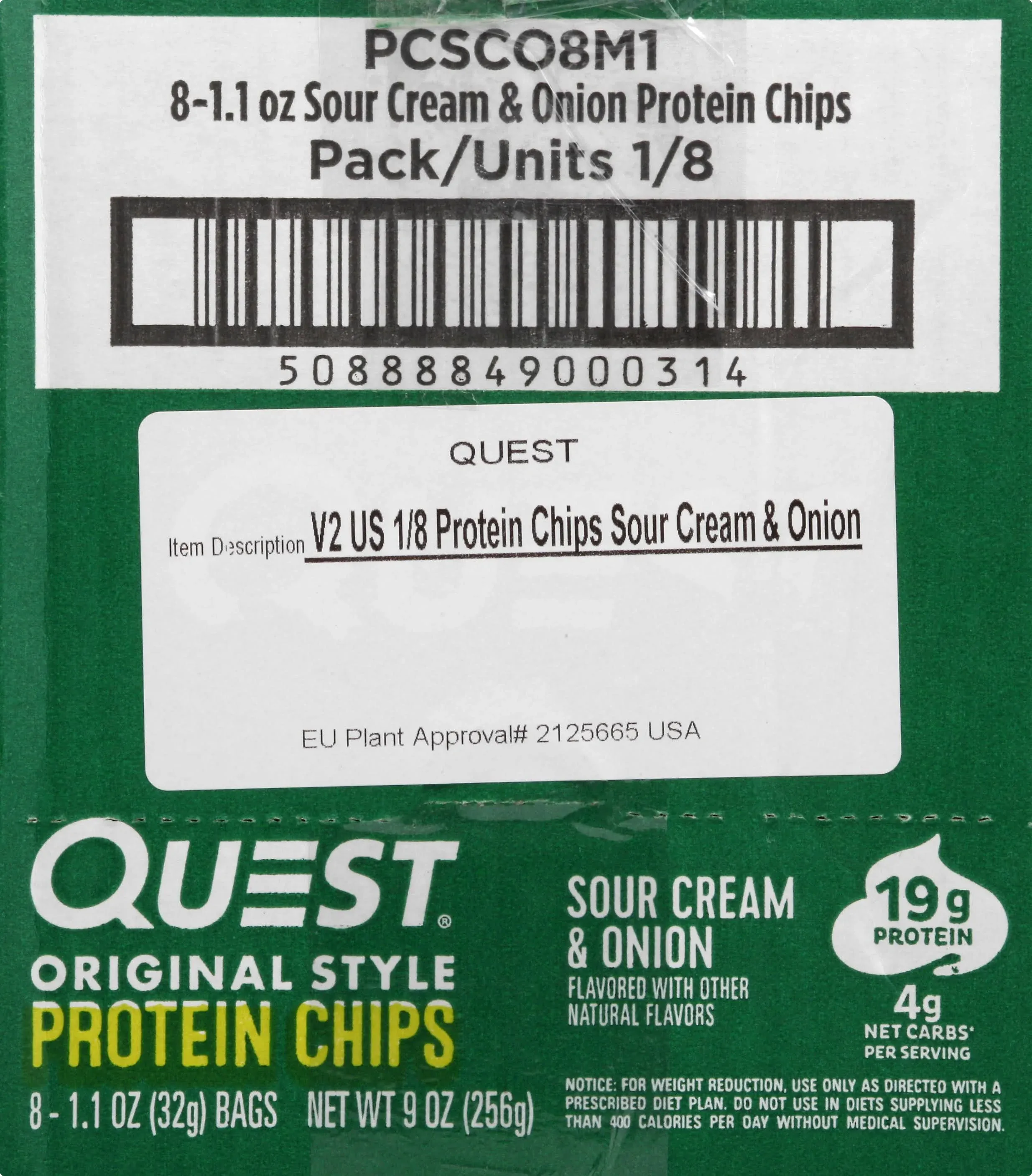 Quest Nutrition Sour Cream & Onion Chips - 1.1oz/8ct