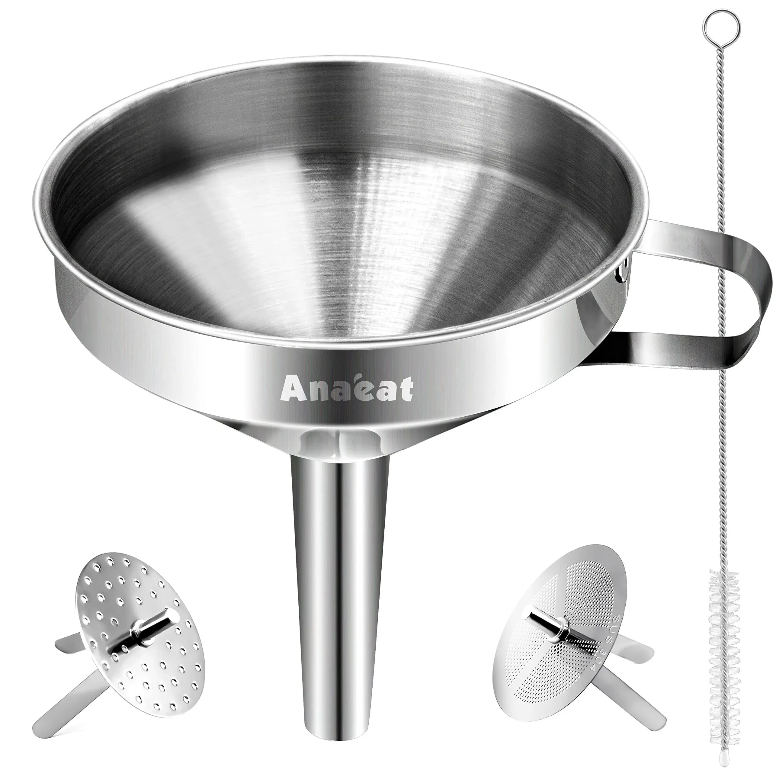 5.7 Inch Stainless Steel Funnel with Strainer Filter, Food-Grade Liquid Funnel