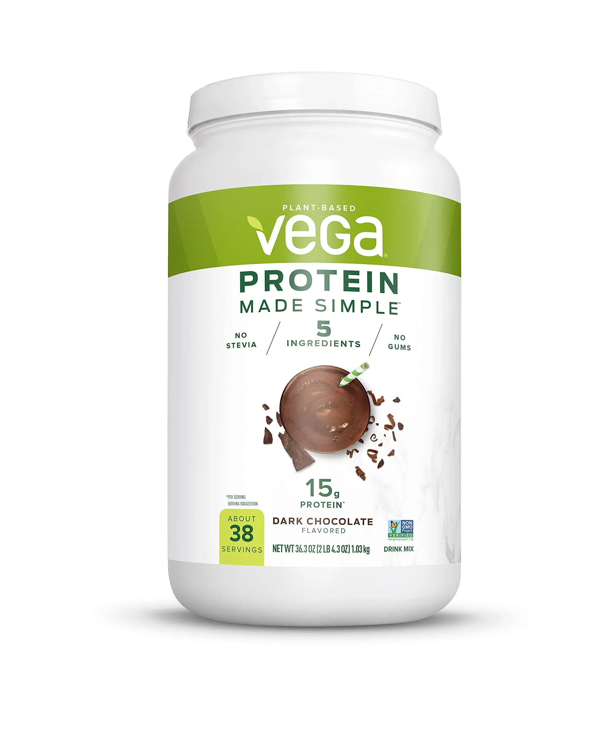 Vega Protein Made Simple Vegan Protein Powder, Dark Chocolate (9.6oz, 10 Servings)