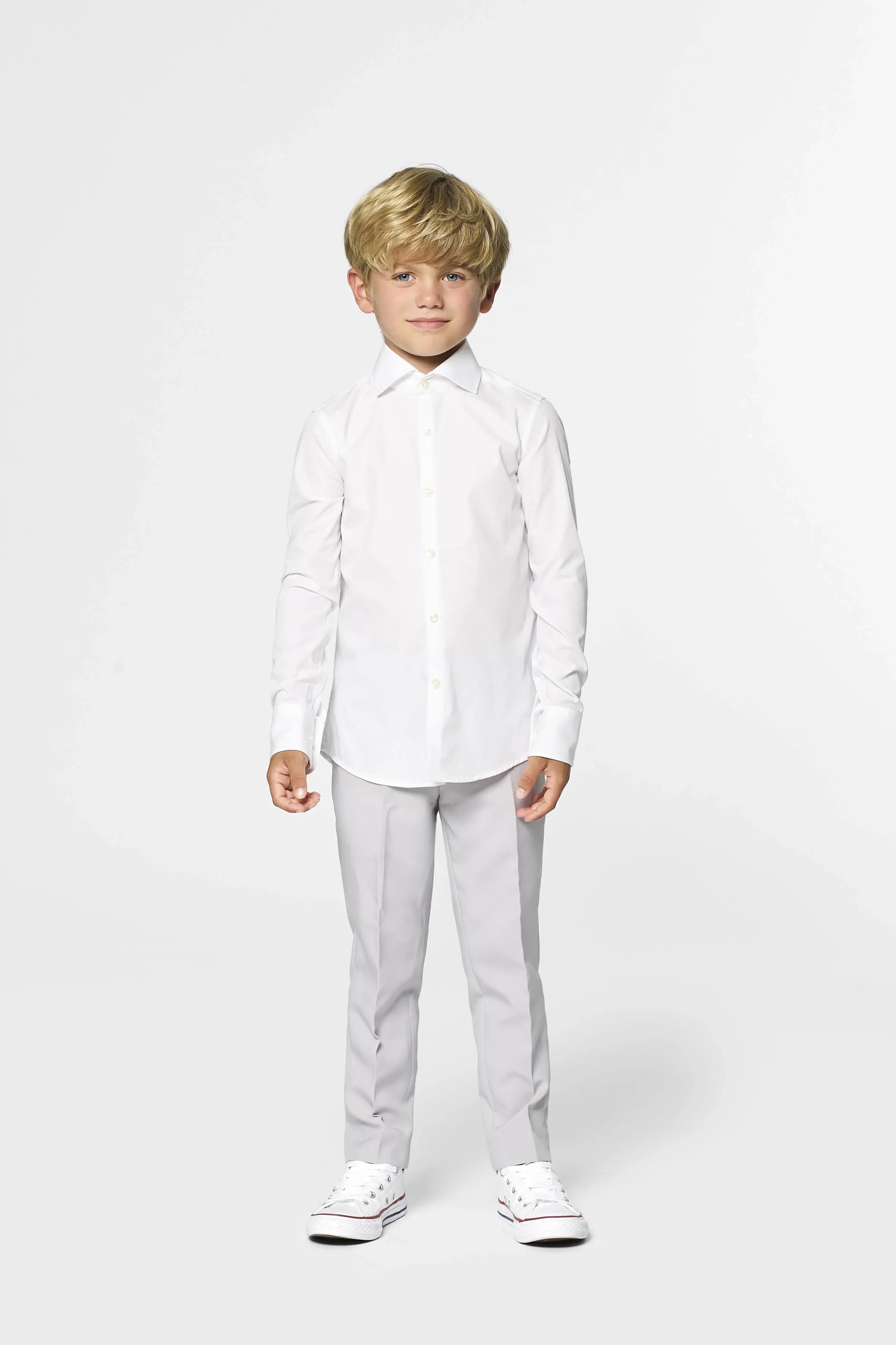 OppoSuits Toddler Boys Knight Solid Shirt - White