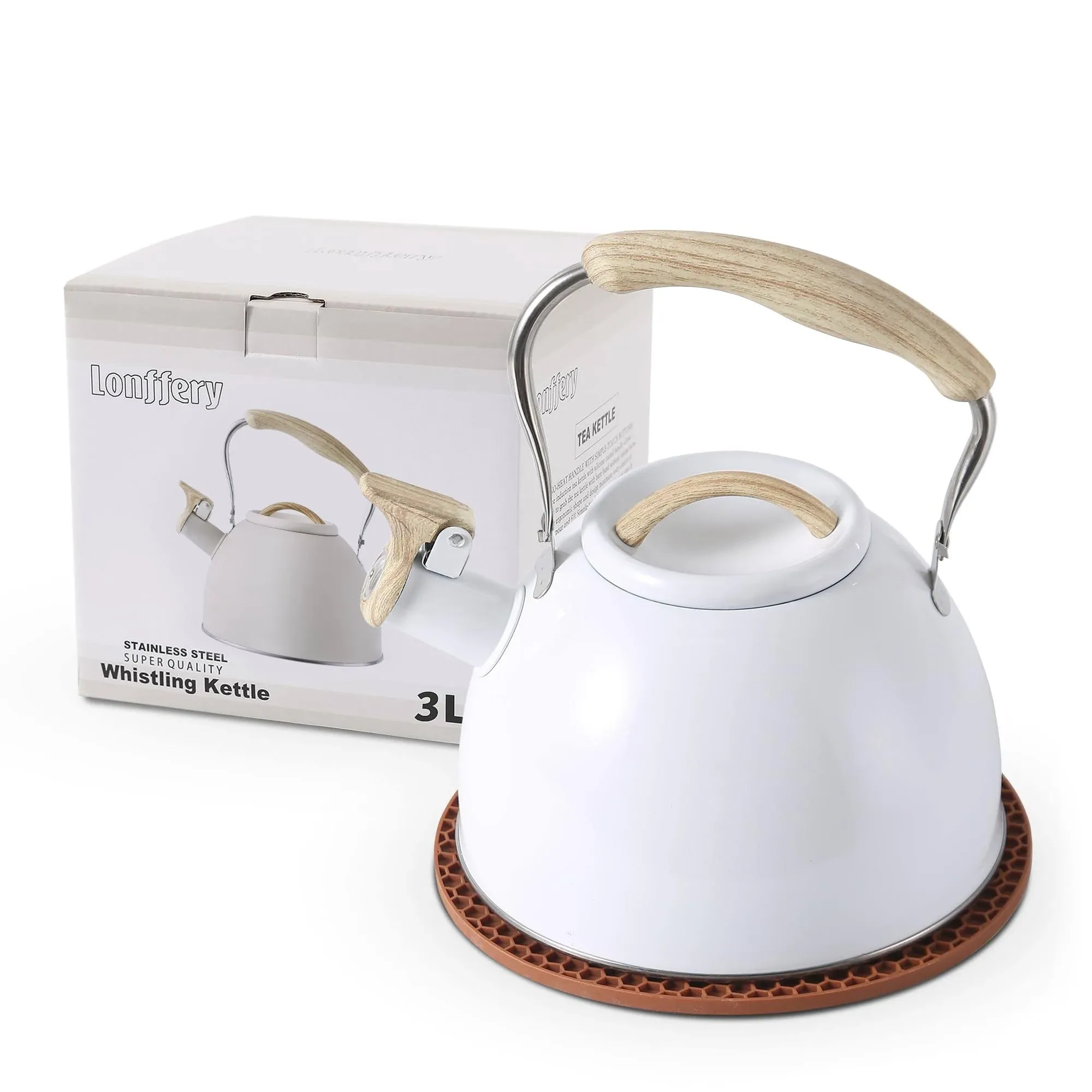 Lonffery Tea Kettle, 3.2 Quart Whistling Tea Kettle, Tea Kettle for Stove Top ...