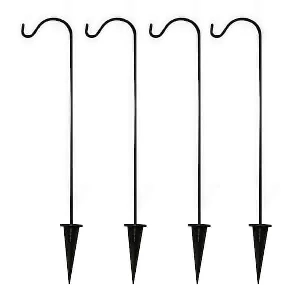 Shepherd Hooks Solar Light Garden Stakes in Black