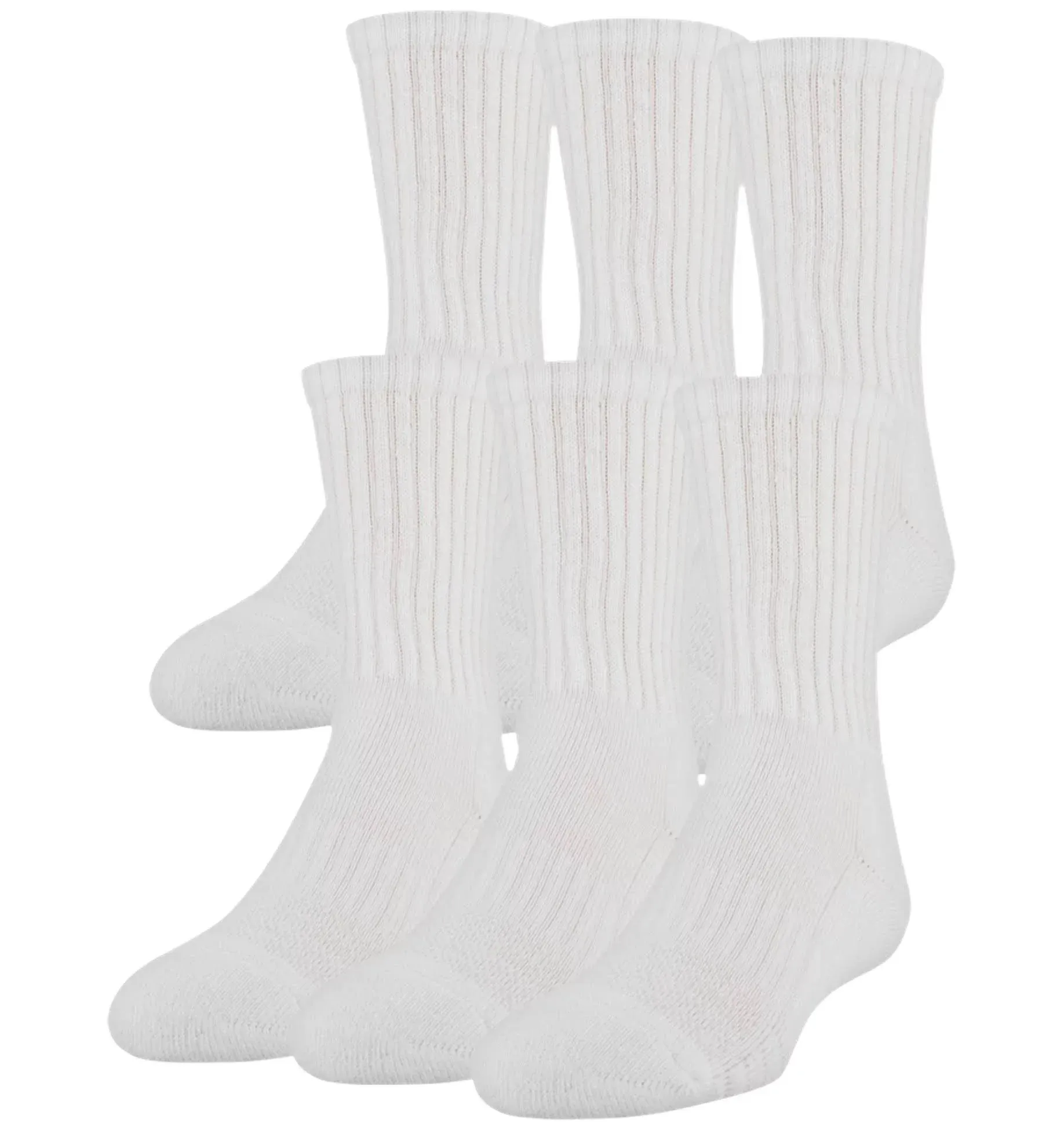 Under Armour UA Training Cotton Socks, Crew, White, Youth, 13.5-4 - 6 pair