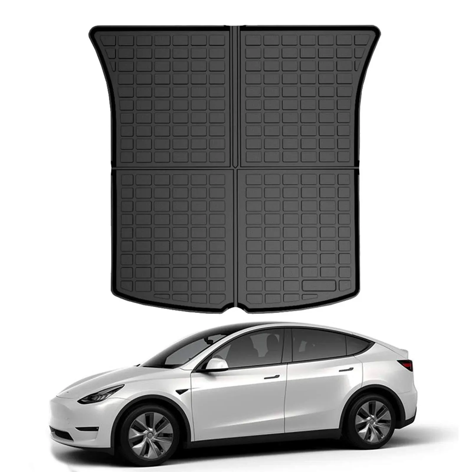 KIKIMO for Tesla Model Y Trunk Mat Cargo Mat 2020-2023 2024, for Tesla Model Y 5-Seater Accessories, All Weather TPE Cargo Trunk Liner, Heavy Duty Non Slip Trunk Protector Custom Fit for Model Y