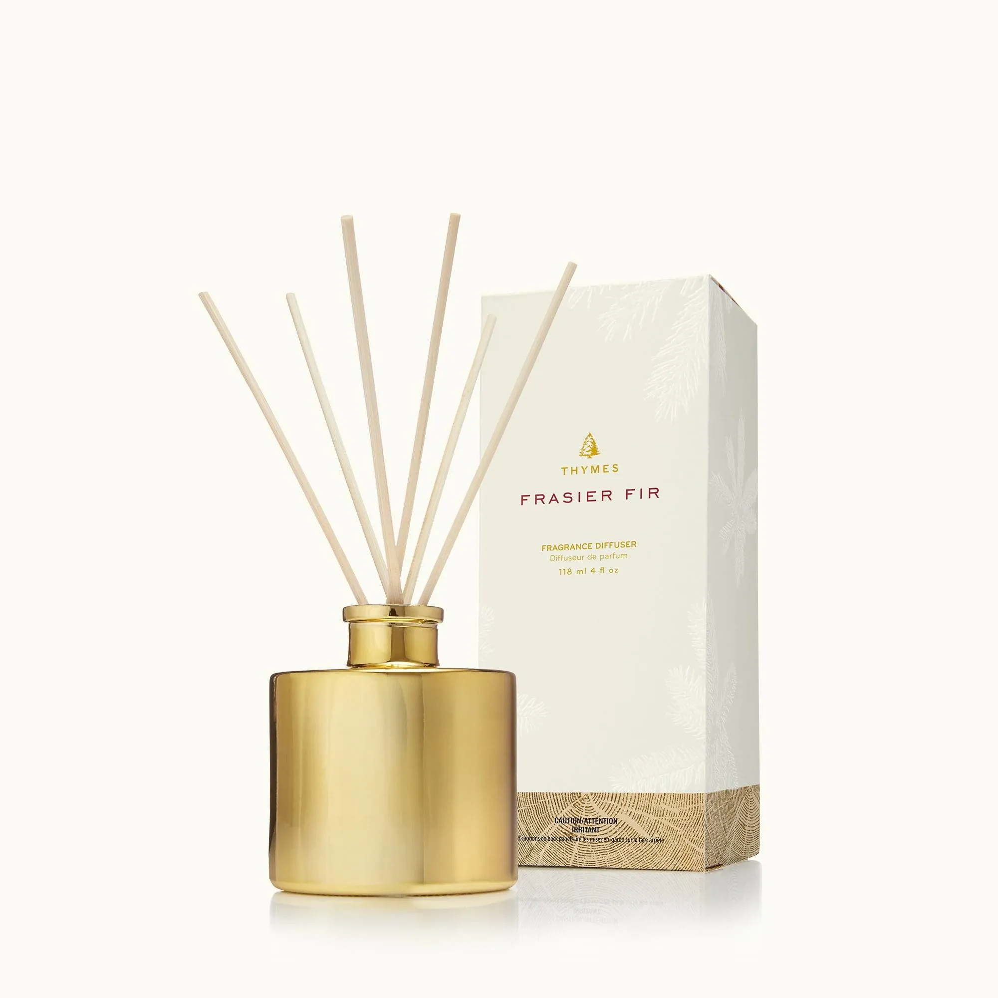 Thymes Petite Gold Frasier Fir Diffuser - Home Fragrance Diffuser Set Includes Reed Diffuser Sticks, Fragrance Oil, and Glass Bottle Oil Diffuser (4 fl oz)Thymes Petite Gold Frasier Fir Diffuser - Home Fragrance Diffuser Set Includes Reed Diffuser Sticks