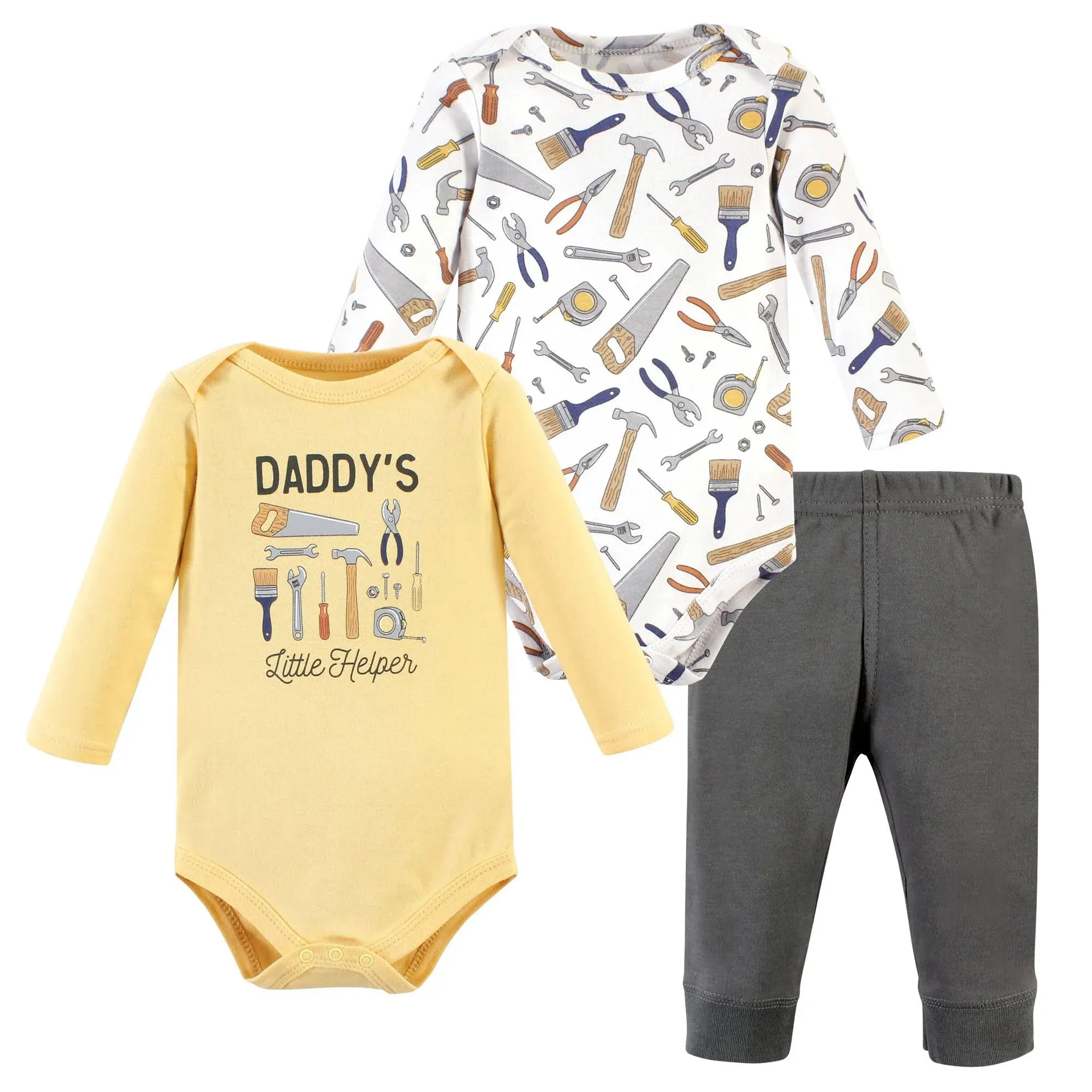 Hudson Baby Infant Boy Long-Sleeve Bodysuits and Pants, Construction Work, Newborn