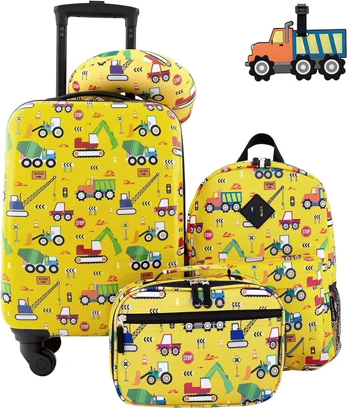 Travelers Club 5-Piece Kids Luggage Travel Set with 360 4-Wheel Spinner System, Polka Dot, Size: 1 Set