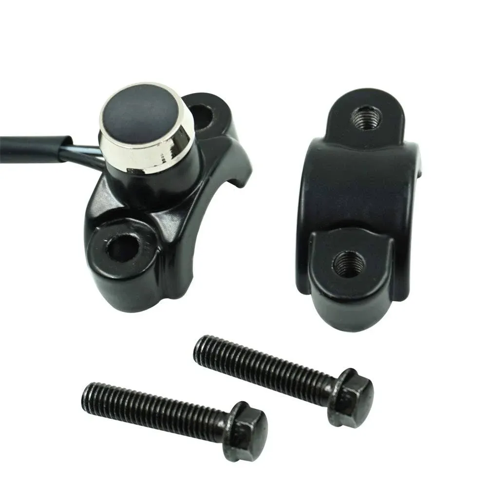 Aluminum 7/8" Motorcycle Handlebar Control Horn Start Switch Button Momentary Action with Two Bullet Connectors Black Button