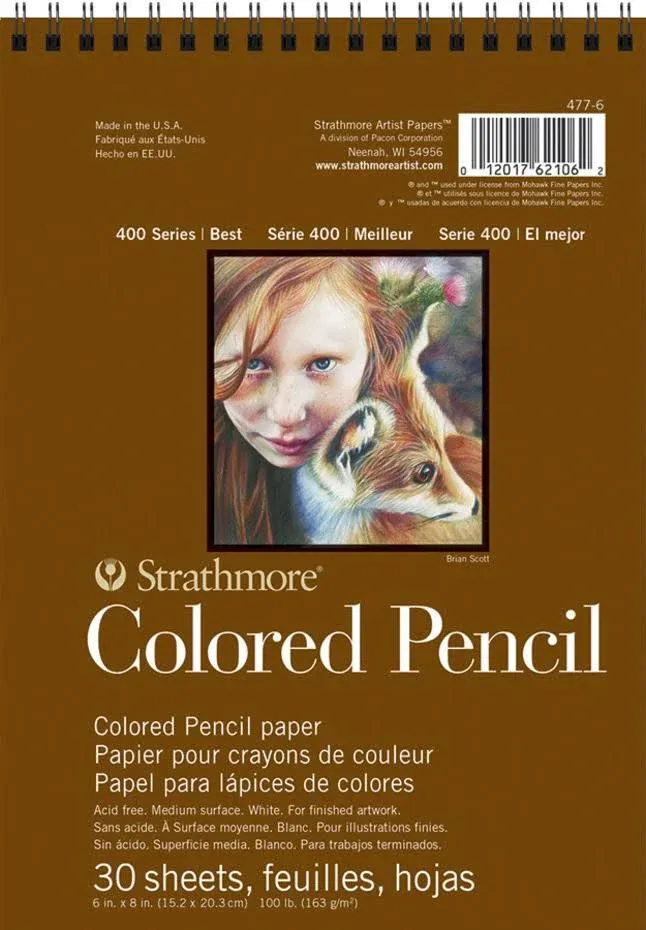 Strathmore 400 Series Colored Pencil Pad, 6"x8" Wire Bound, 30 Sheets