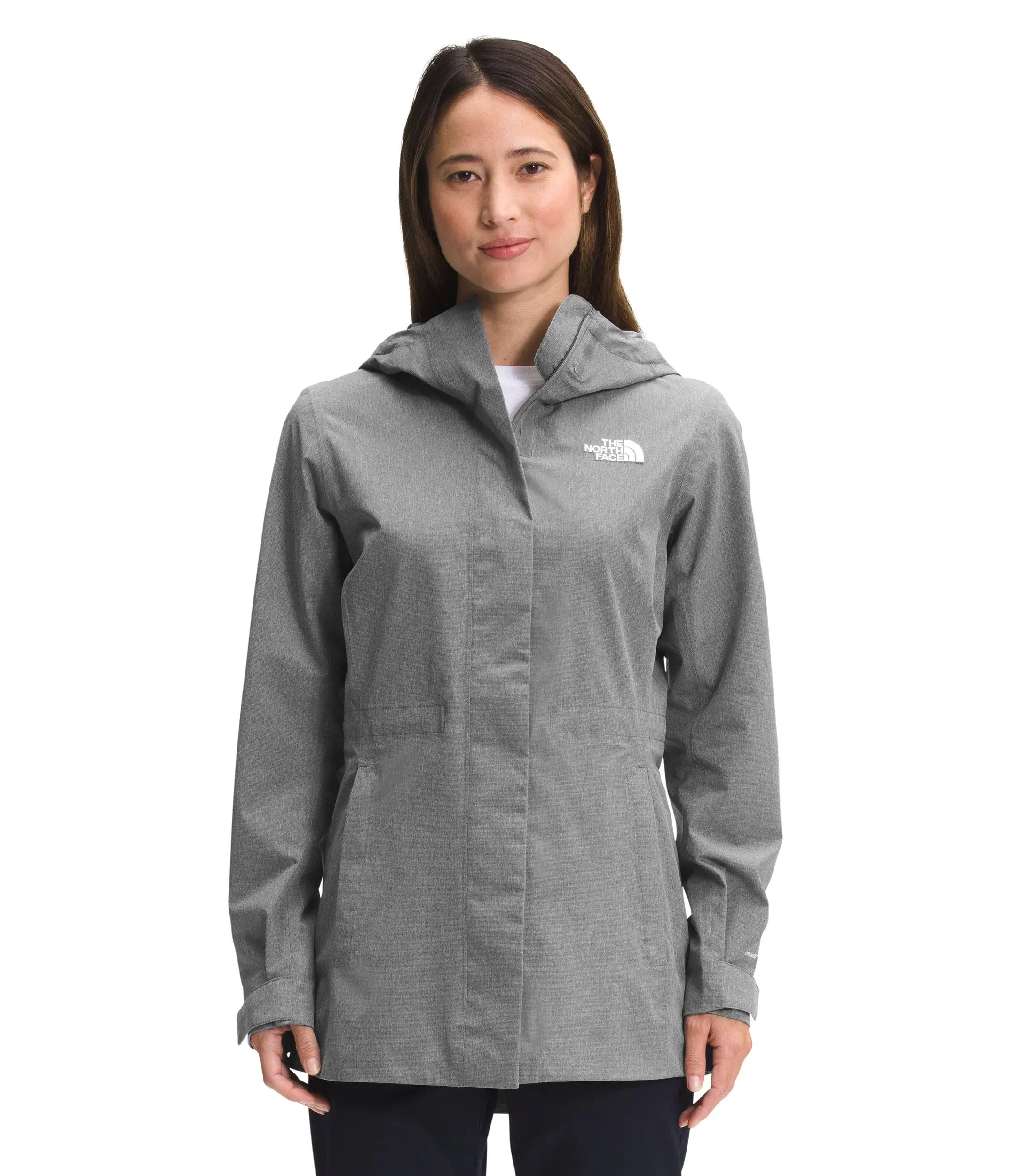 NWT Womens The North Face City Breeze Rain Parka Waterproof Hooded Jacket - Grey