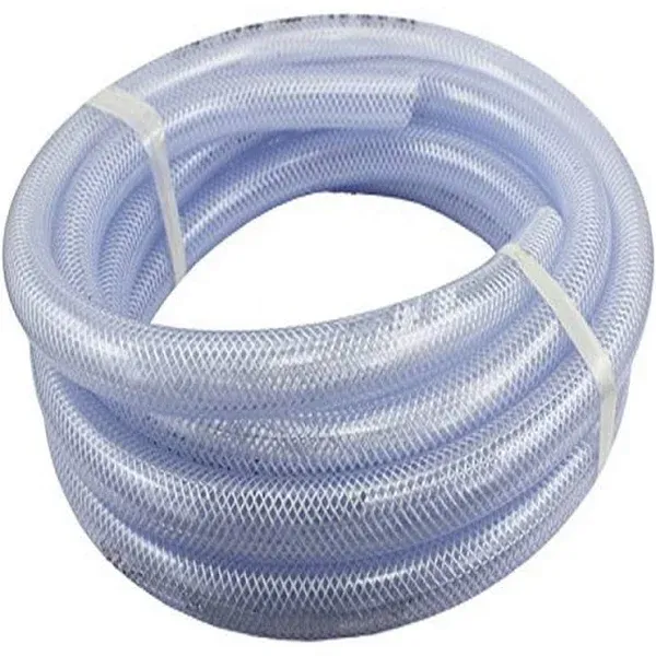 25 ft x 1-1/4" ID High Pressure Braided Clear Flexible PVC Tubing Heavy Duty UV Chemical Resistant Vinyl Hose