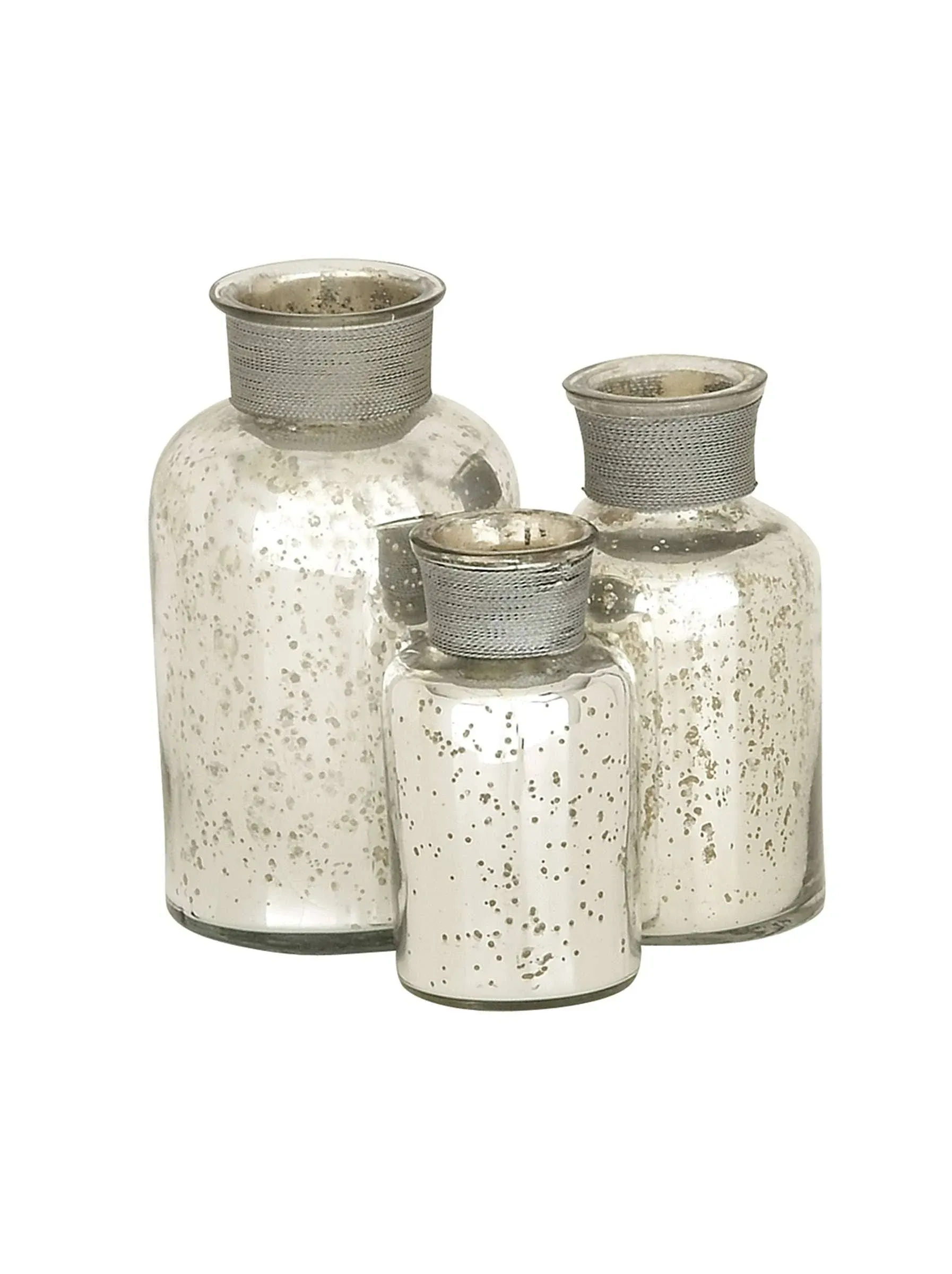 Simply Lustrous Glass Silver Bottle Set of 3