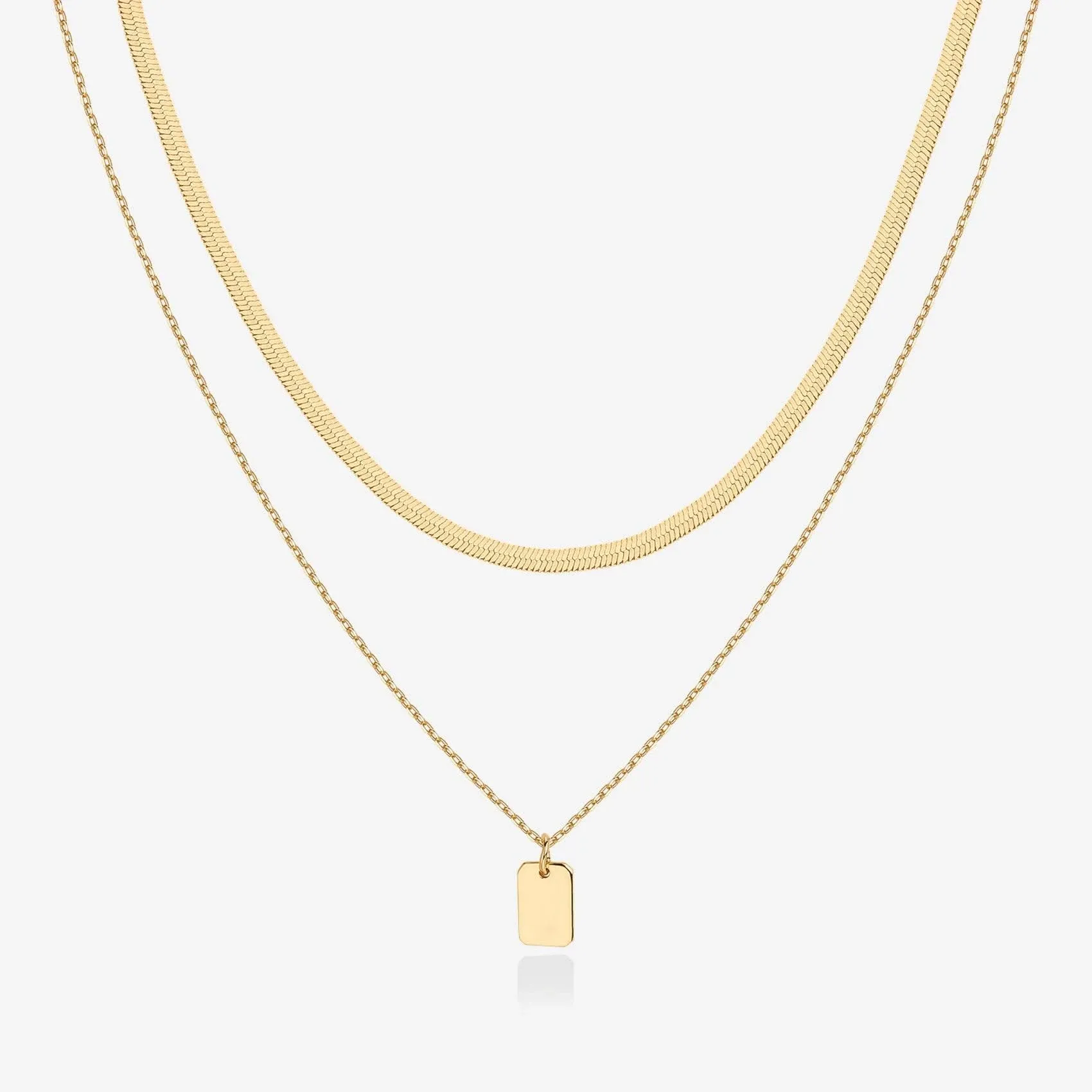 PAVOI 14K Gold Plated Layering Necklaces | Stylish Minimalist Design Pendant Necklaces | Bar, Lotus, Disc, Dog Tag, Horizontal Bar Pendants for Women