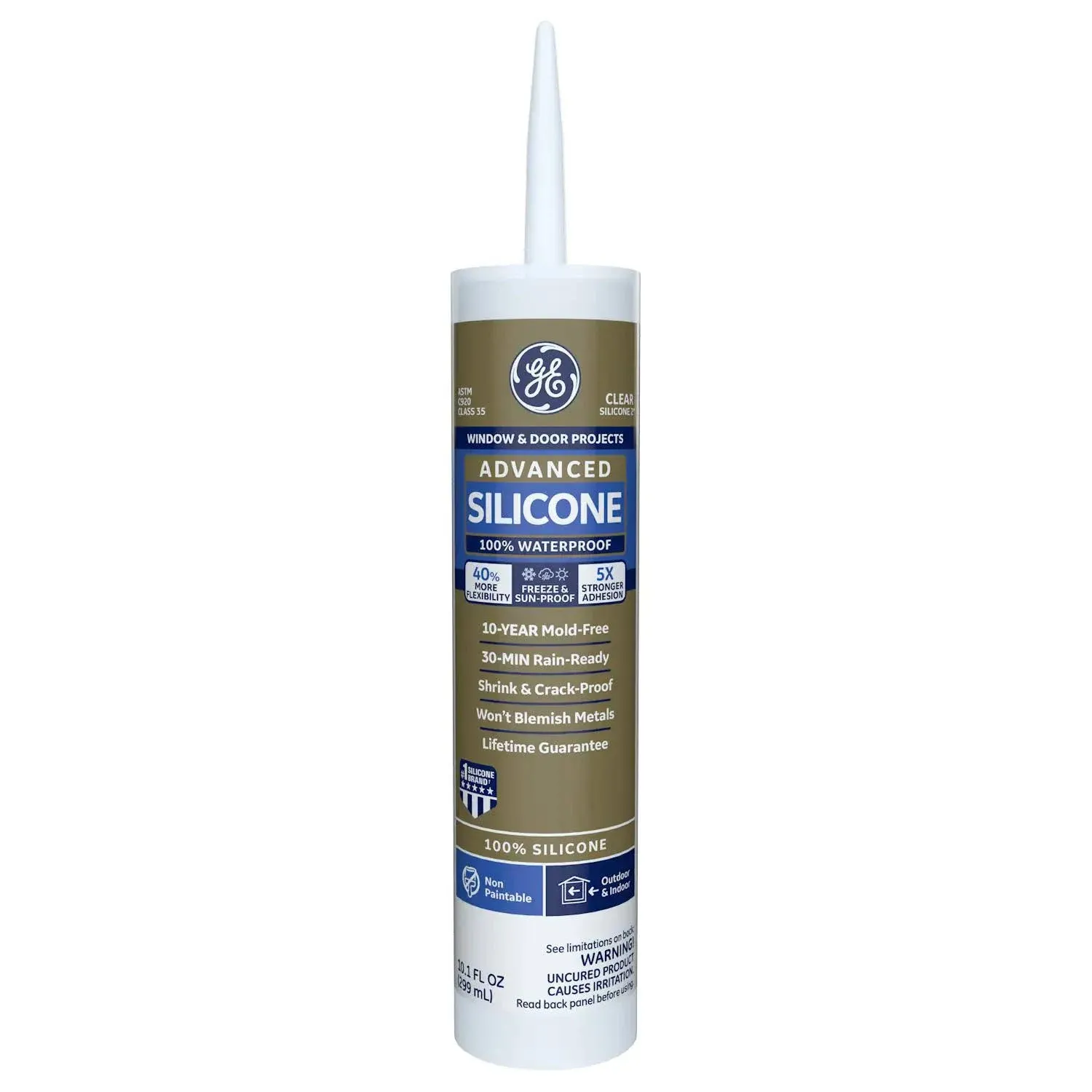 GE Advanced Clear Silicone Window & Door Sealant 10.1 oz