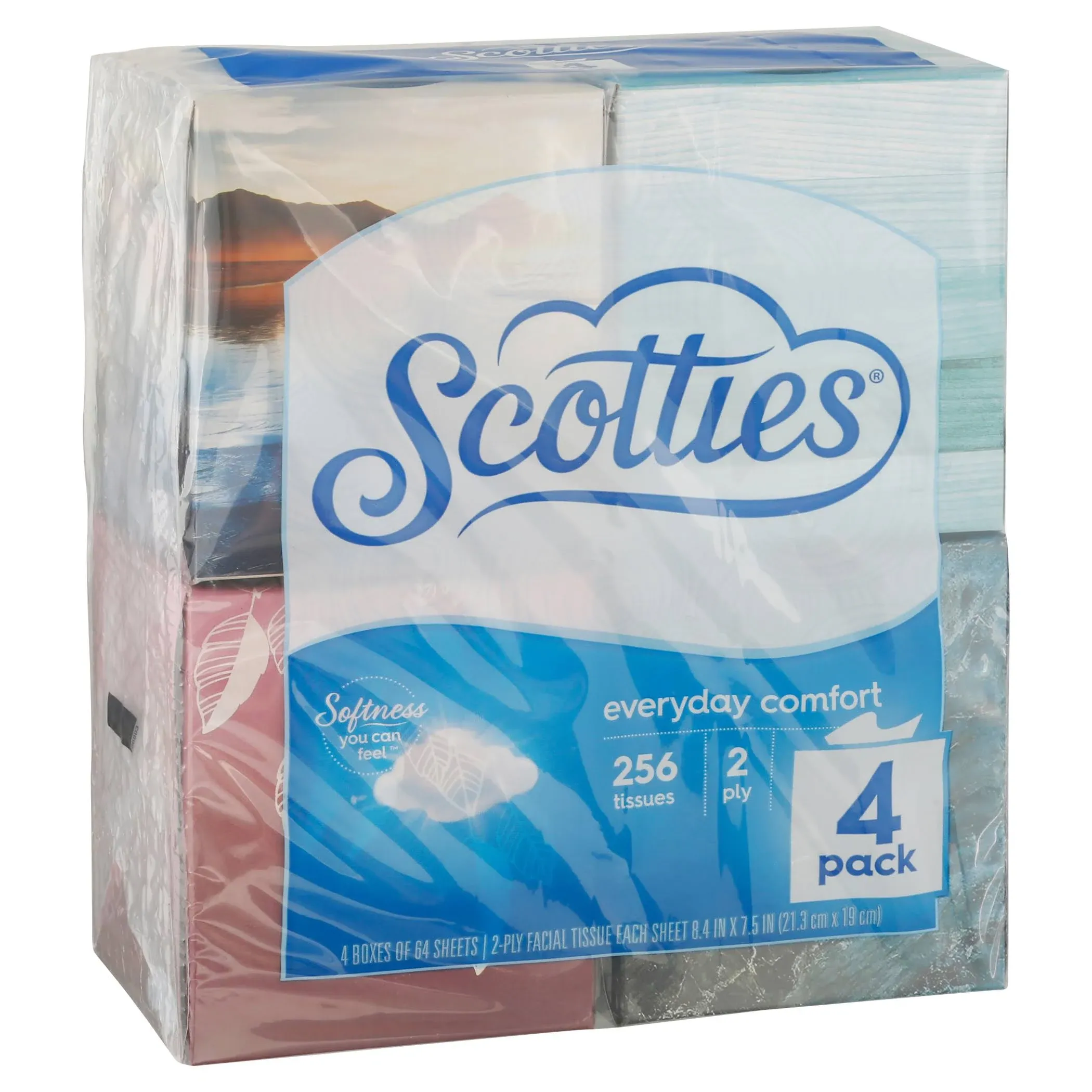 Scotties Facial Tissue, 2-Ply, Everyday Comfort, 4 Pack - 4 - 64 sheet boxes [256 ...