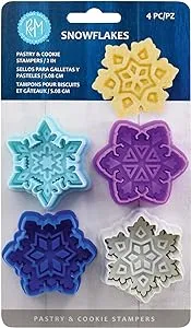 R&M International Snowflake Pastry & Cookie Stamper Set - 4 Pcs