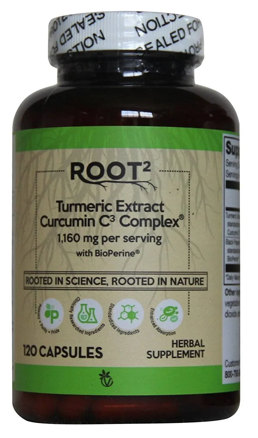 Vitacost ROOT2 Turmeric Extract Curcumin C3 Complex with Bioperine -120 Capsules