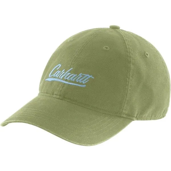 Carhartt Women's Canvas Script Graphic Cap, Green Olive