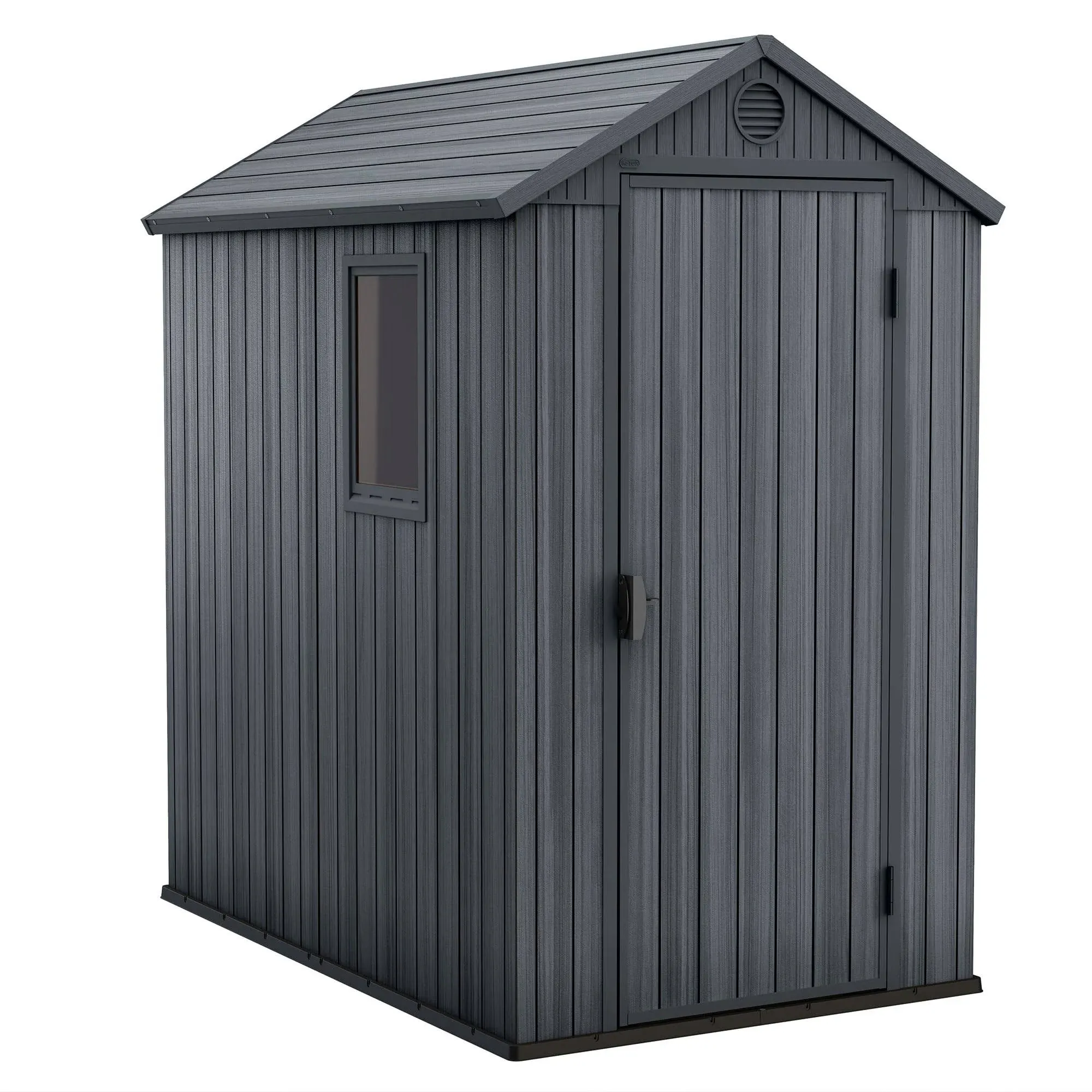 Keter Darwin 4x6 ft. Resin Outdoor Storage Shed with Floor for Patio Furniture and Tools, Brown