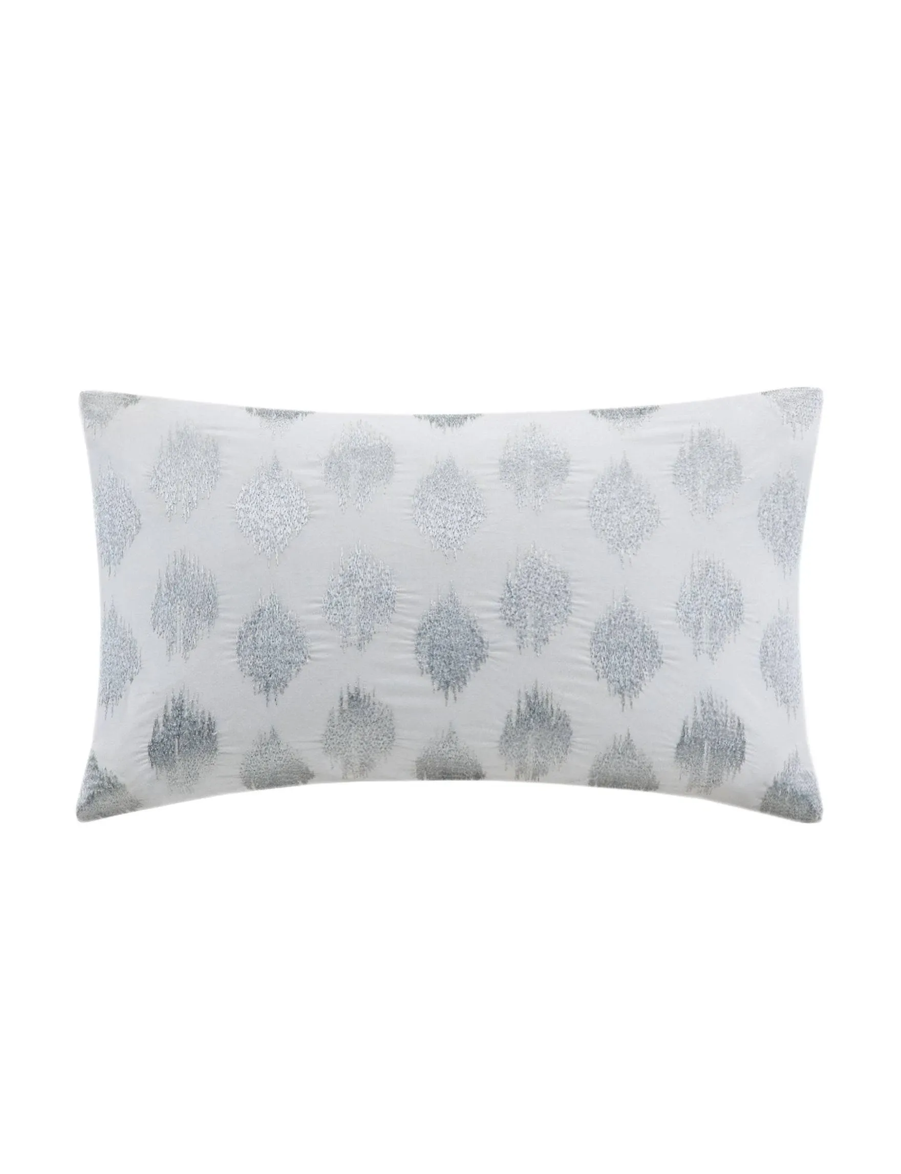 INK+IVY Nadia Dot Metallic Embroidery Oblong Pillow, Silver