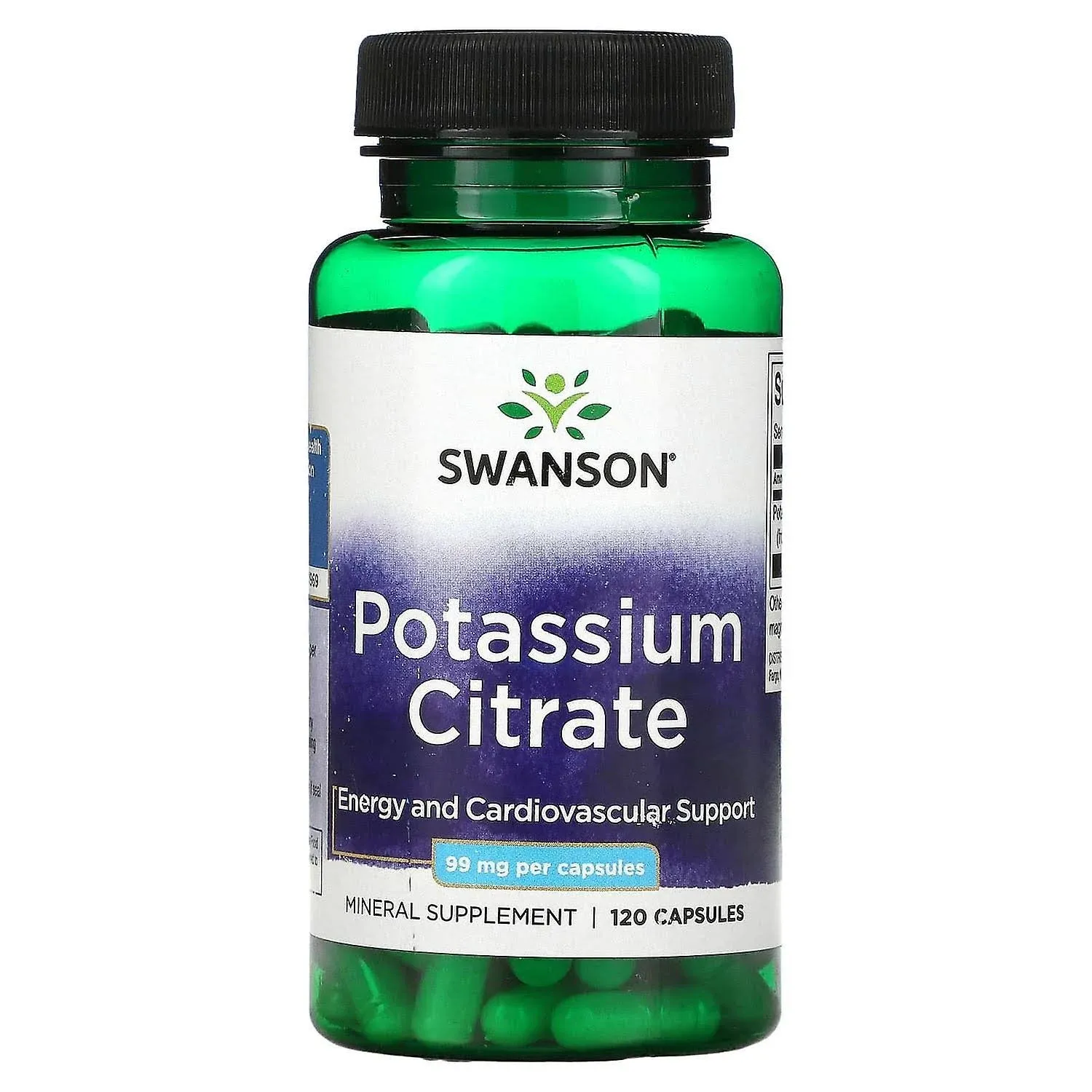 Swanson Potassium Citrate - Mineral Supplement Promoting Heart Health & Energy Support - Aids Optimal Nerve & Kidney Function with Natural Ingredients - (120 Capsules, 99mg Each) 4 Pack