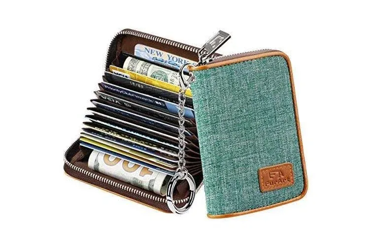 Credit Card Wallet, Zipper Card Cases Holder for Men Women, RFID Blocking, Keych