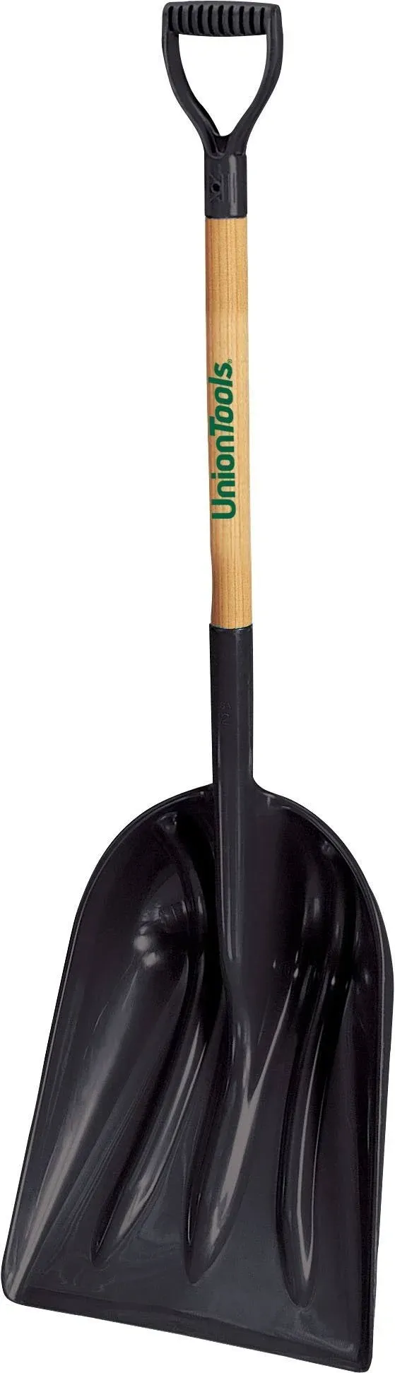 Union Tools 1681500 Poly Snow Scoop with Hardwood Handle and D-Grip, 49-Inch, Black