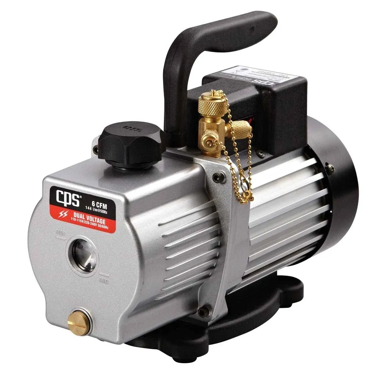 CPS Pro Set VP6S Premium Series 6 CFM Single-Stage Vacuum Pump, Dual Voltage ...